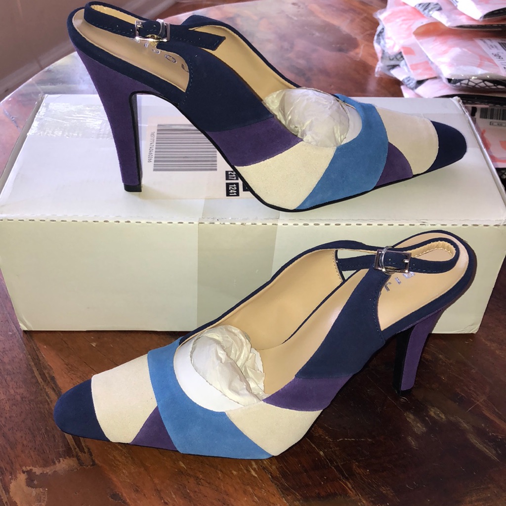 Nwob Bijou Suede Patchwork Slingback Heels, Size 8
